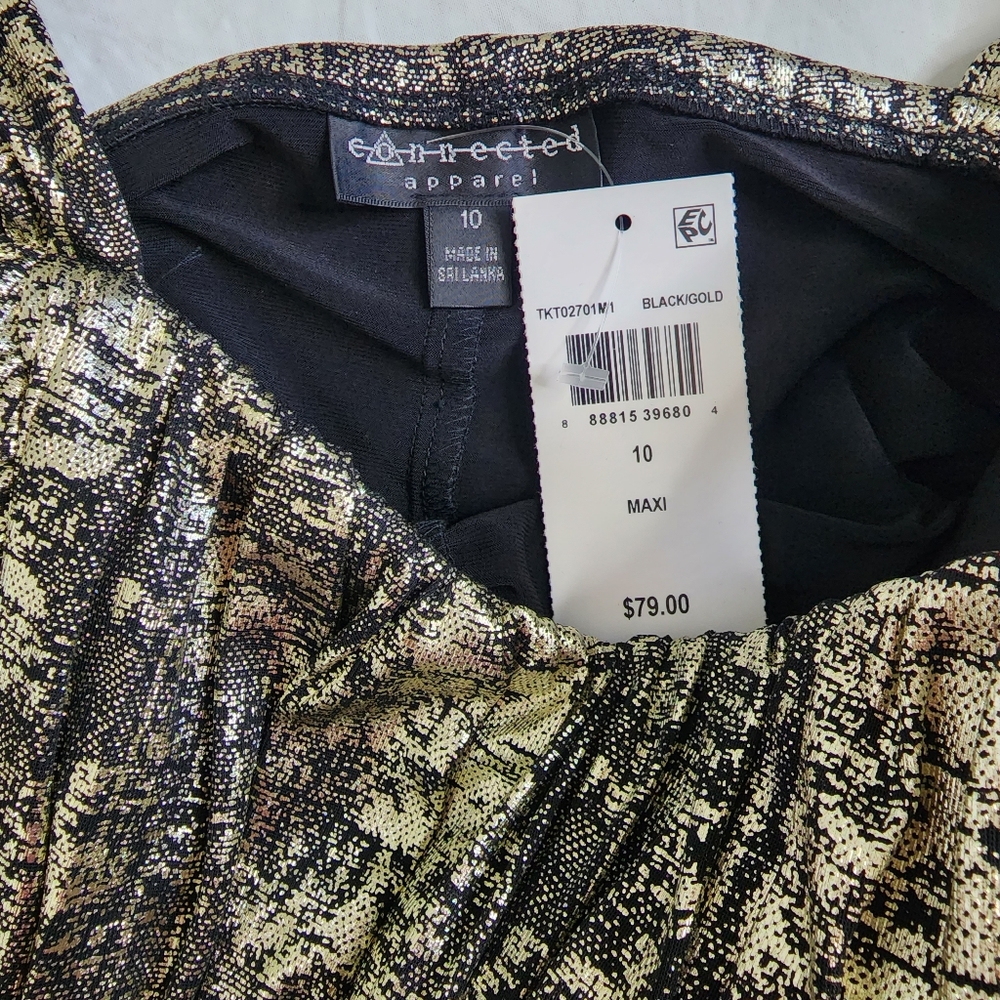 NWT Connected Apparel Womens Maxi Cocktail Dress - Black & Gold size 10 - Picture 6 of 9